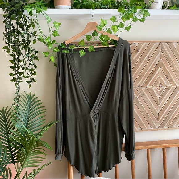 Free People Shimmy Shake Green Tunic Top - Picture 2 of 3